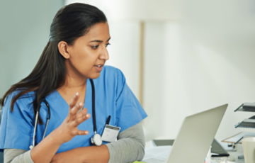 Nurse using a computer system